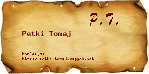 Petki Tomaj névjegykártya